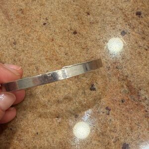 Stamped Silver-Tone Hammered Bangle Bracelet